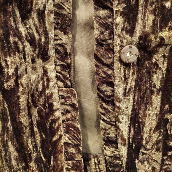 Victor Costa Occasion Velvet Jacket Womens M Brown Snaps Ruffle formal party - Picture 10 of 15